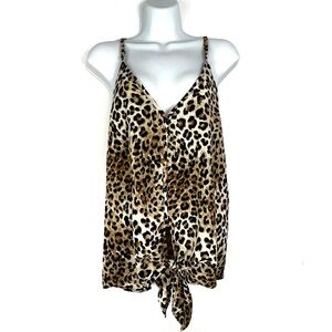 Six/Fifty Leopard Print Cami Tie Front Top Medium